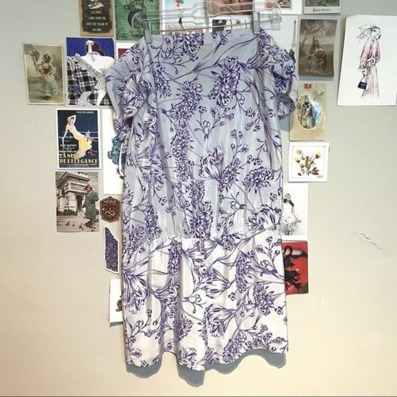 AMANDA UPRICHARD SILK OFF THE SHOULDER TIE PURPLE WHITE FLORAL ROMPER M - Picture 3 of 7